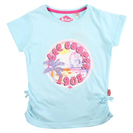 T-shirt manches courtes fille imprimé Blanc+Bleu 8 - vertbaudet enfant 