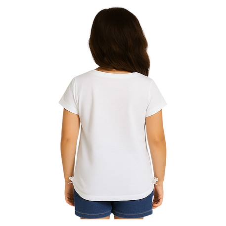 T-shirt manches courtes fille imprimé Blanc+Bleu 2 - vertbaudet enfant 