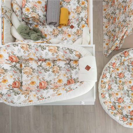 Cocon bébé matelassé - nid réducteur de lit néo vintage Néo vintage imprimé floral, beige, blanc 6 - vertbaudet enfant 