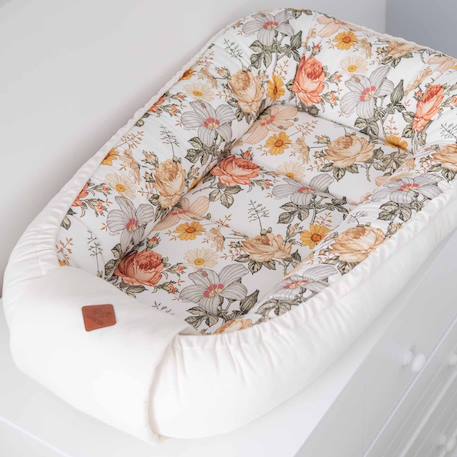 Cocon bébé matelassé - nid réducteur de lit néo vintage Néo vintage imprimé floral, beige, blanc 1 - vertbaudet enfant 