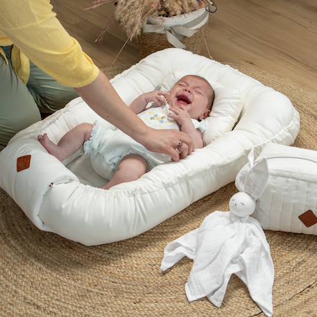 Cocon bébé matelassé nid réducteur de lit Écru+Safari, vert, gris, blanc+Sidonia, beige, écru, blanc+Stella, imprimé étoiles blanc, gris 3 - vertbaudet enfant 