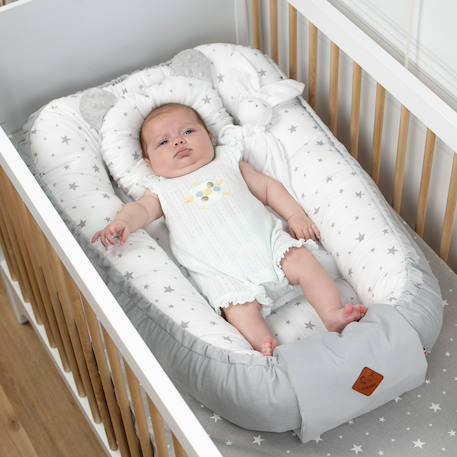 Cocon bébé matelassé nid réducteur de lit Écru+Safari, vert, gris, blanc+Sidonia, beige, écru, blanc+Stella, imprimé étoiles blanc, gris 22 - vertbaudet enfant 