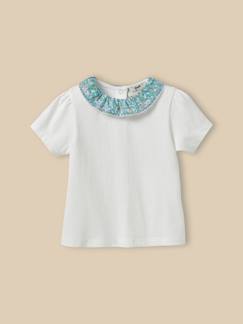-T-shirt col en tissu liberty bébé - coton biologique