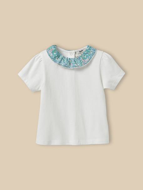 Bébé-T-shirt col en tissu liberty bébé - coton biologique