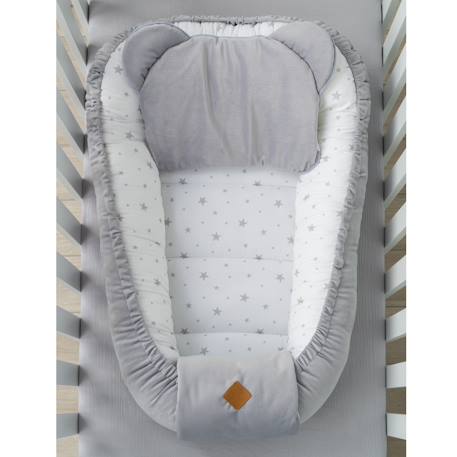 Cocon bébé matelassé nid réducteur de lit Écru+Safari, vert, gris, blanc+Sidonia, beige, écru, blanc+Stella, imprimé étoiles blanc, gris 21 - vertbaudet enfant 