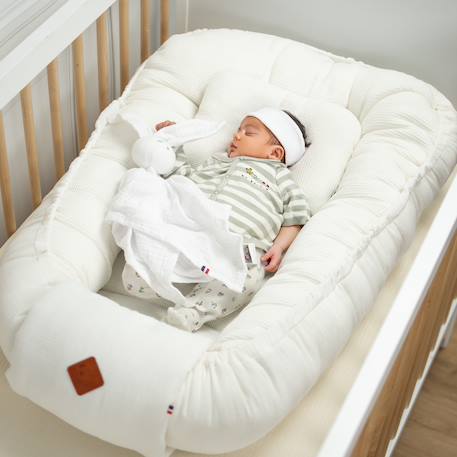 Cocon nid réducteur de lit en coton nid d'abeille Beige+Bleu+Écru+Rose 15 - vertbaudet enfant 