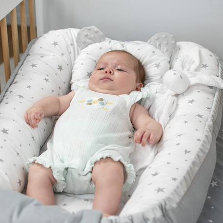 Cocon bébé matelassé nid réducteur de lit Écru+Safari, vert, gris, blanc+Sidonia, beige, écru, blanc+Stella, imprimé étoiles blanc, gris 24 - vertbaudet enfant 