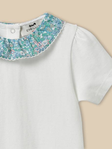 T-shirt col en tissu liberty bébé - coton biologique Liberty harriet+Liberty nazanin 2 - vertbaudet enfant 