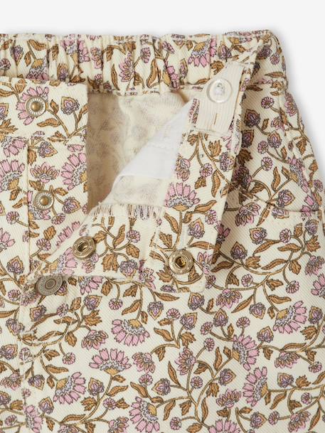 Short twill fille écru+vert sauge 3 - vertbaudet enfant 