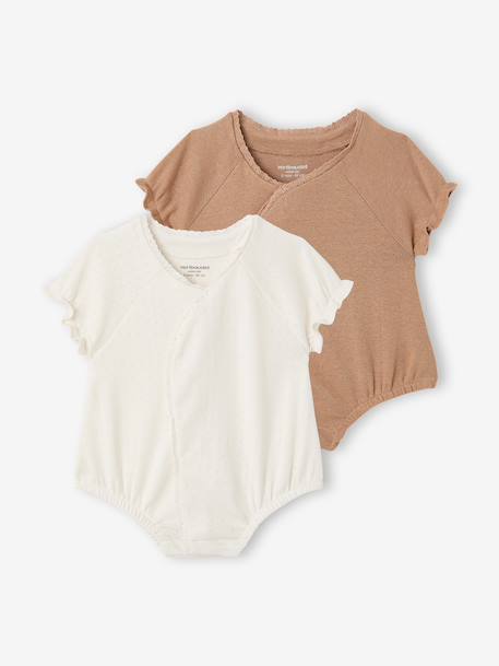 Lot 2 combishorts bébé fille écru 1 - vertbaudet enfant 