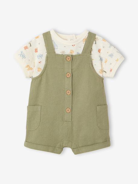 Ensemble body salopette bébé garçon kaki 3 - vertbaudet enfant 