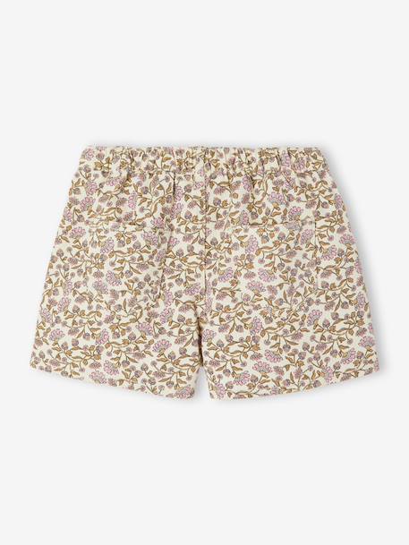 Short twill fille écru+vert sauge 2 - vertbaudet enfant 