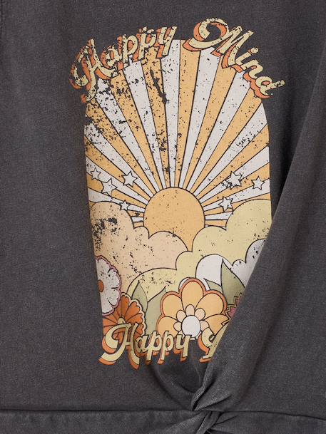 T-shirt fille imprimé anthracite+écru 4 - vertbaudet enfant 