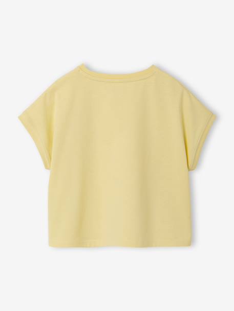 T-shirt manches courtes fille jaune pâle 2 - vertbaudet enfant 
