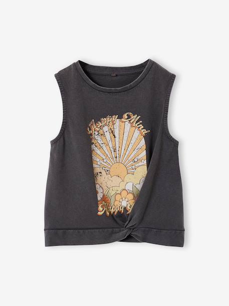 T-shirt fille imprimé anthracite+écru 2 - vertbaudet enfant 