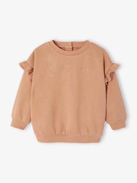Sweat bébé fille personnalisable noix de pécan+vanille 1 - vertbaudet enfant 