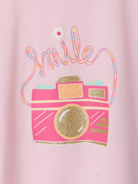 T-shirt fille cropped manches courtes beige+écru+rayé violet+rose poudré 19 - vertbaudet enfant 
