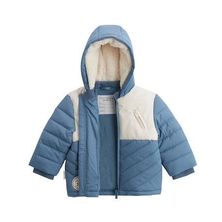 Doudoune enfant imperméable doublée polaire avec capuche tao Bleu 4 - vertbaudet enfant 