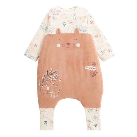 Turbulette d'hiver en velours avec pieds retroussables et manches amovibles matcha Rose 2 - vertbaudet enfant 
