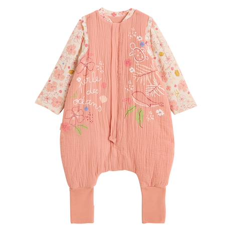 Turbulette tog 2 en gaze de coton avec pieds retroussables et manches amovibles santa giulia Orange 2 - vertbaudet enfant 
