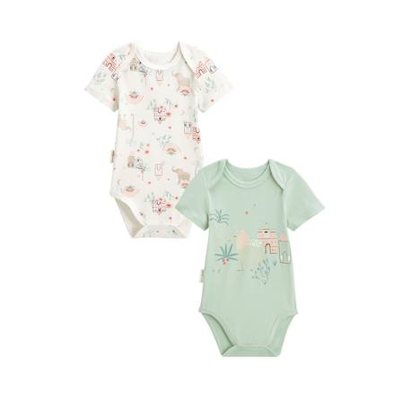 Lot de 2 bodies bébé manches courtes arya Vert 2 - vertbaudet enfant 