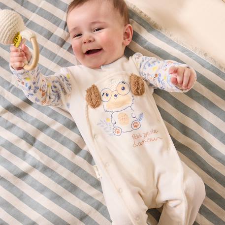 Pyjama bébé en velours ouverture pont zeste d'amour Ecru 6 - vertbaudet enfant 