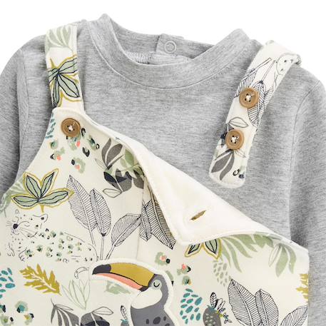 Ensemble salopette bébé en molleton et t-shirt boavista Ecru 4 - vertbaudet enfant 