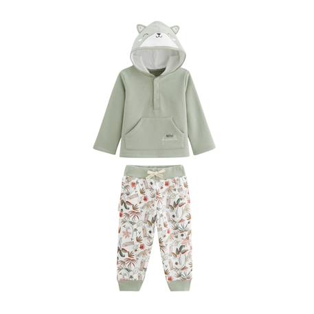Ensemble bébé sweat-shirt à capuche et pantalon en molleton abou Vert 2 - vertbaudet enfant 