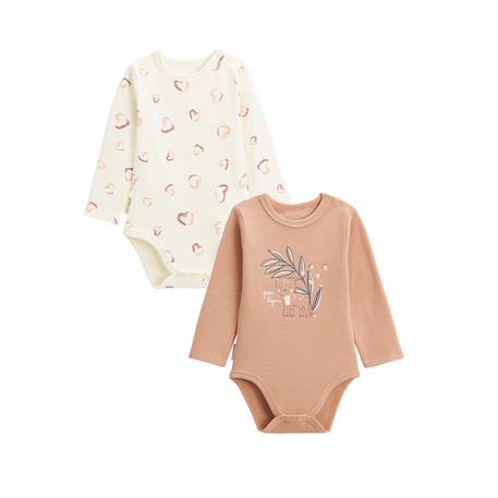 Lot de 2 bodies bébé manches longues matcha Rose 2 - vertbaudet enfant 