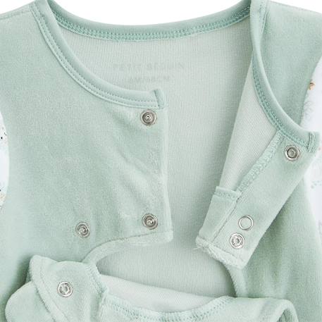 Pyjama bébé en velours ouverture pont kenya Vert 5 - vertbaudet enfant 