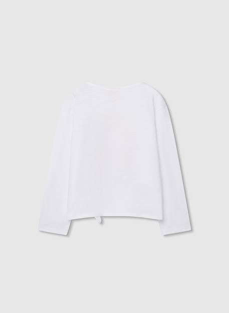 T-shirt fille manches longues maille Blanc 2 - vertbaudet enfant 