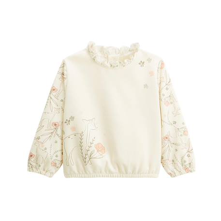 Sweat-shirt enfant en molleton lison Ecru 2 - vertbaudet enfant 