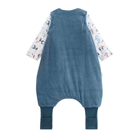 Turbulette d'hiver en velours avec pieds retroussables et manches amovibles tao Bleu 3 - vertbaudet enfant 