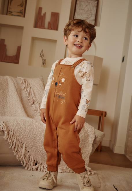 Bébé-Salopette, combinaison-Ensemble salopette bébé en molleton et t-shirt constellation