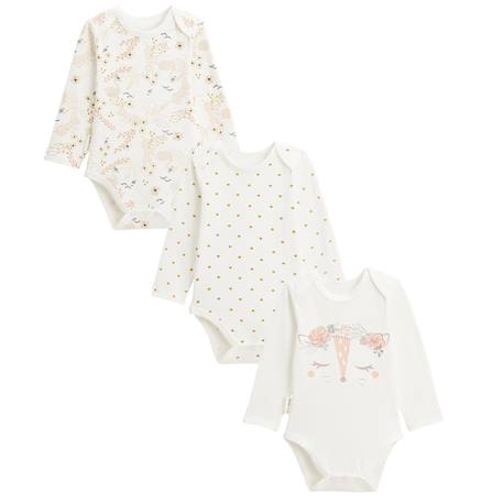 Lot de 3 bodies bébé manches longues misty Ecru 2 - vertbaudet enfant 