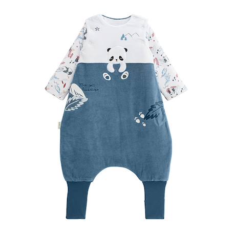 Turbulette d'hiver en velours avec pieds retroussables et manches amovibles tao Bleu 2 - vertbaudet enfant 