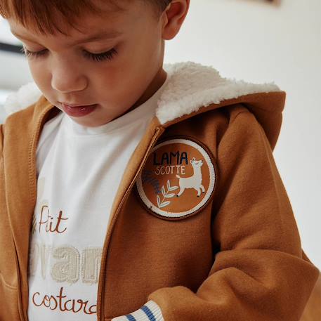 Sweat à capuche zippé enfant en molleton lamascotte Camel 6 - vertbaudet enfant 