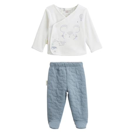 Ensemble bébé gilet en velours et pantalon en coton matelassé rêverie Bleu 2 - vertbaudet enfant 