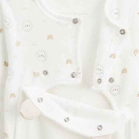 Pyjama bébé en velours ouverture pont mon petit chou du pérou Ecru 5 - vertbaudet enfant 