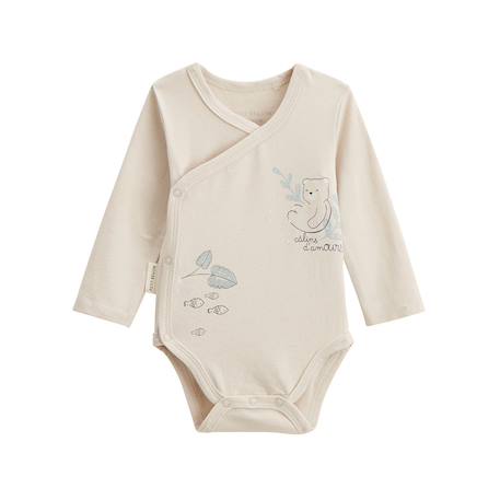 Lot de 2 bodies bébé manches longues ouverture croisée câlins Ecru 6 - vertbaudet enfant 