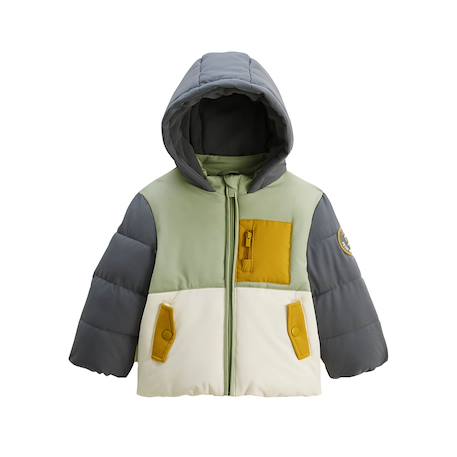 Doudoune enfant imperméable doublée polaire avec capuche boavista Kaki 2 - vertbaudet enfant 