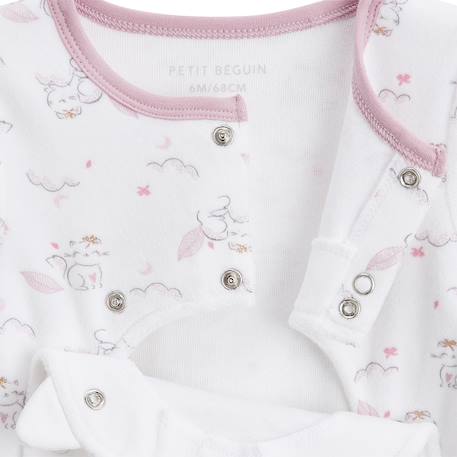 Pyjama bébé en velours ouverture pont miss chatchatchat Ecru 5 - vertbaudet enfant 