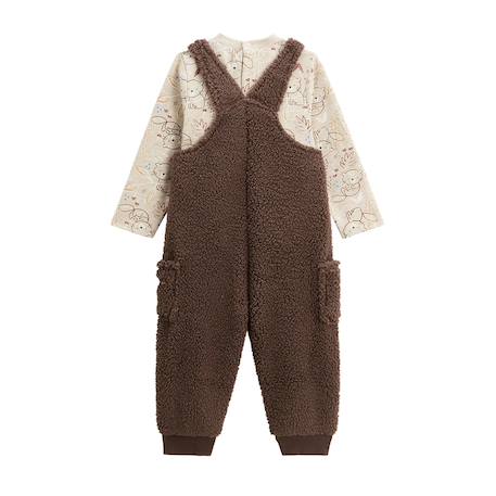 Ensemble salopette bébé en sherpa et t-shirt cracotte Marron 3 - vertbaudet enfant 