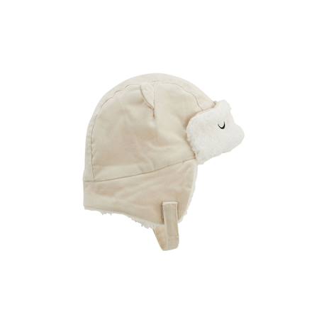 Chapka bébé en velours côtelé gribouille Ecru 3 - vertbaudet enfant 