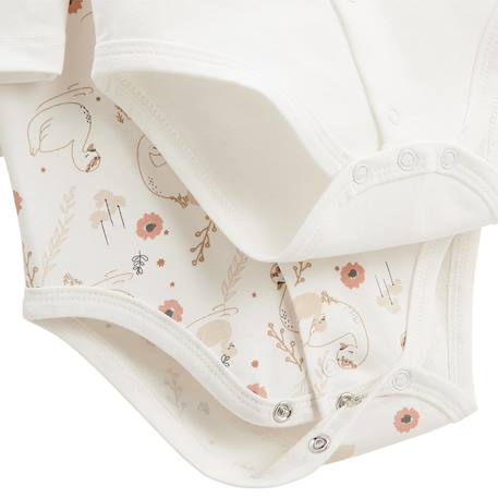 Lot de 2 bodies bébé manches longues ouverture croisée perle Ecru 3 - vertbaudet enfant 