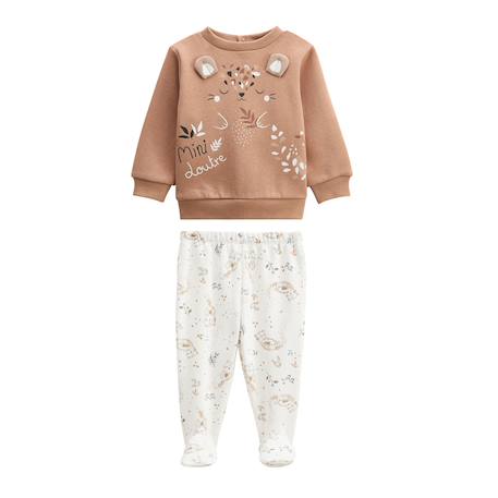 Ensemble bébé sweat et pantalon en molleton mini loutre Marron 2 - vertbaudet enfant 