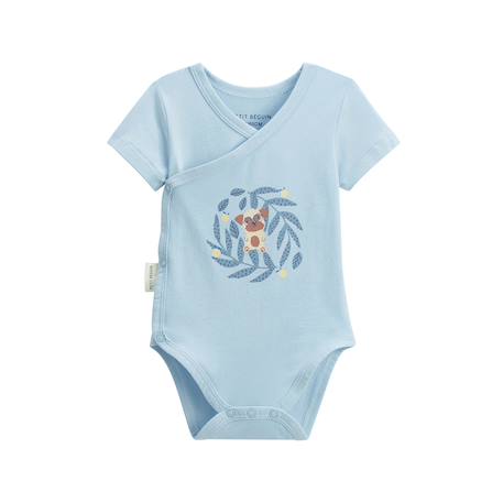 Lot de 2 bodies bébé manches courtes ouverture croisée zeste d'amour Bleu 4 - vertbaudet enfant 