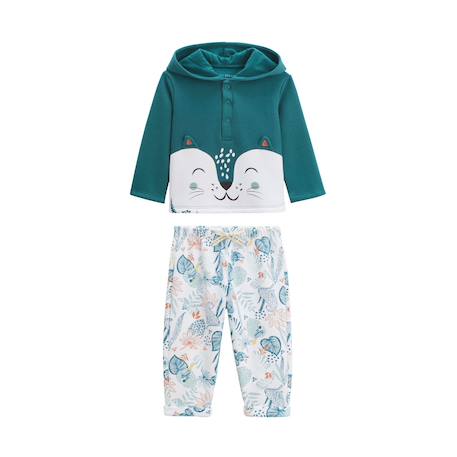 Ensemble bébé sweat-shirt à capuche et pantalon en molleton roméo Bleu 2 - vertbaudet enfant 