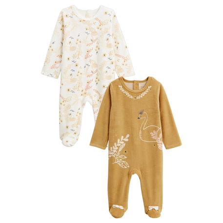 Lot de 2 pyjamas bébé en velours swan Ocre 2 - vertbaudet enfant 