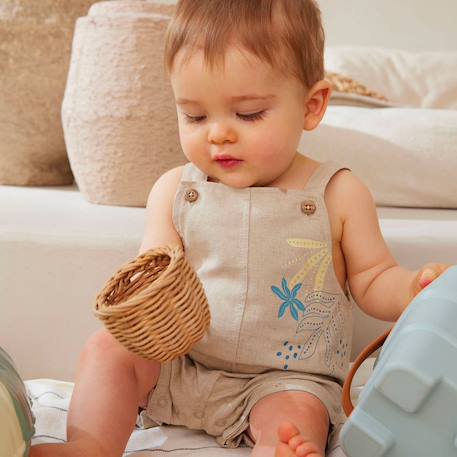 Salopette bébé en lin mélangé moka Beige 5 - vertbaudet enfant 